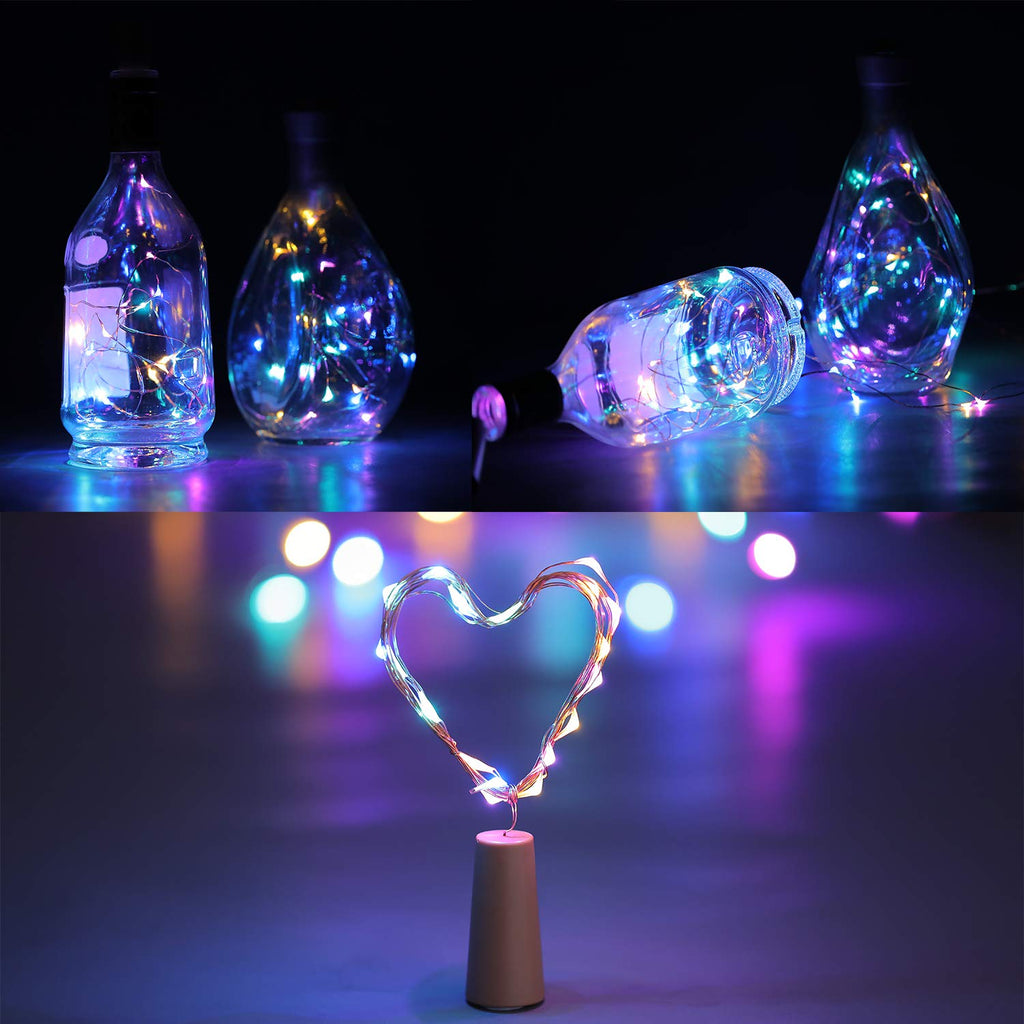 Bottle Lights, AIBOO 20 LEDs Fairy Decor Cork Wine Bottle Mini String Lights, Battery Operated 2M Copper Wire Lights DIY for Christmas Party, Wedding and Birthday Party